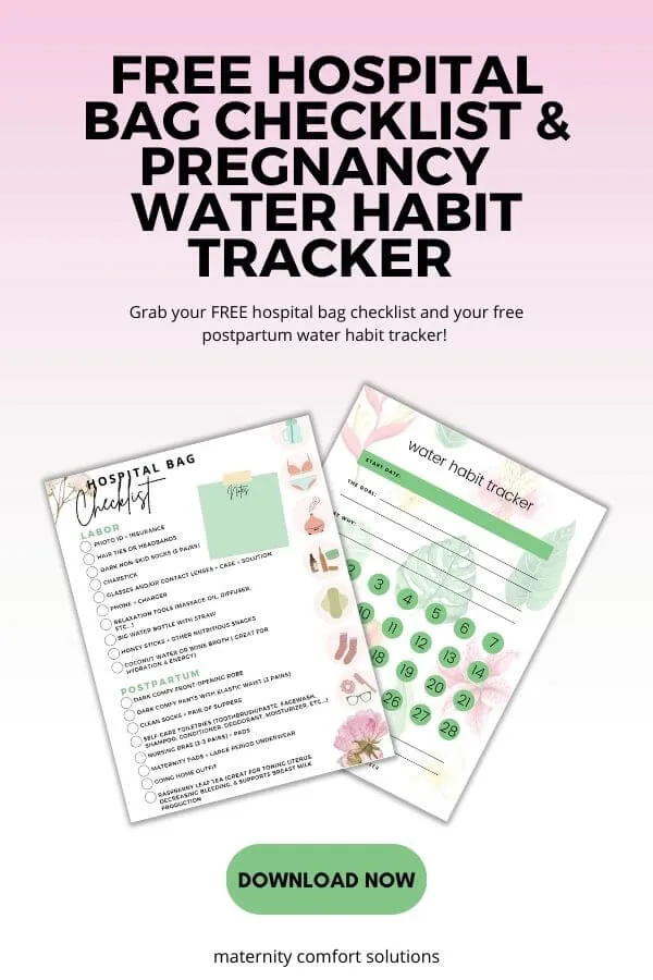 Pregnancy water tracker and hospital bag checklist printable