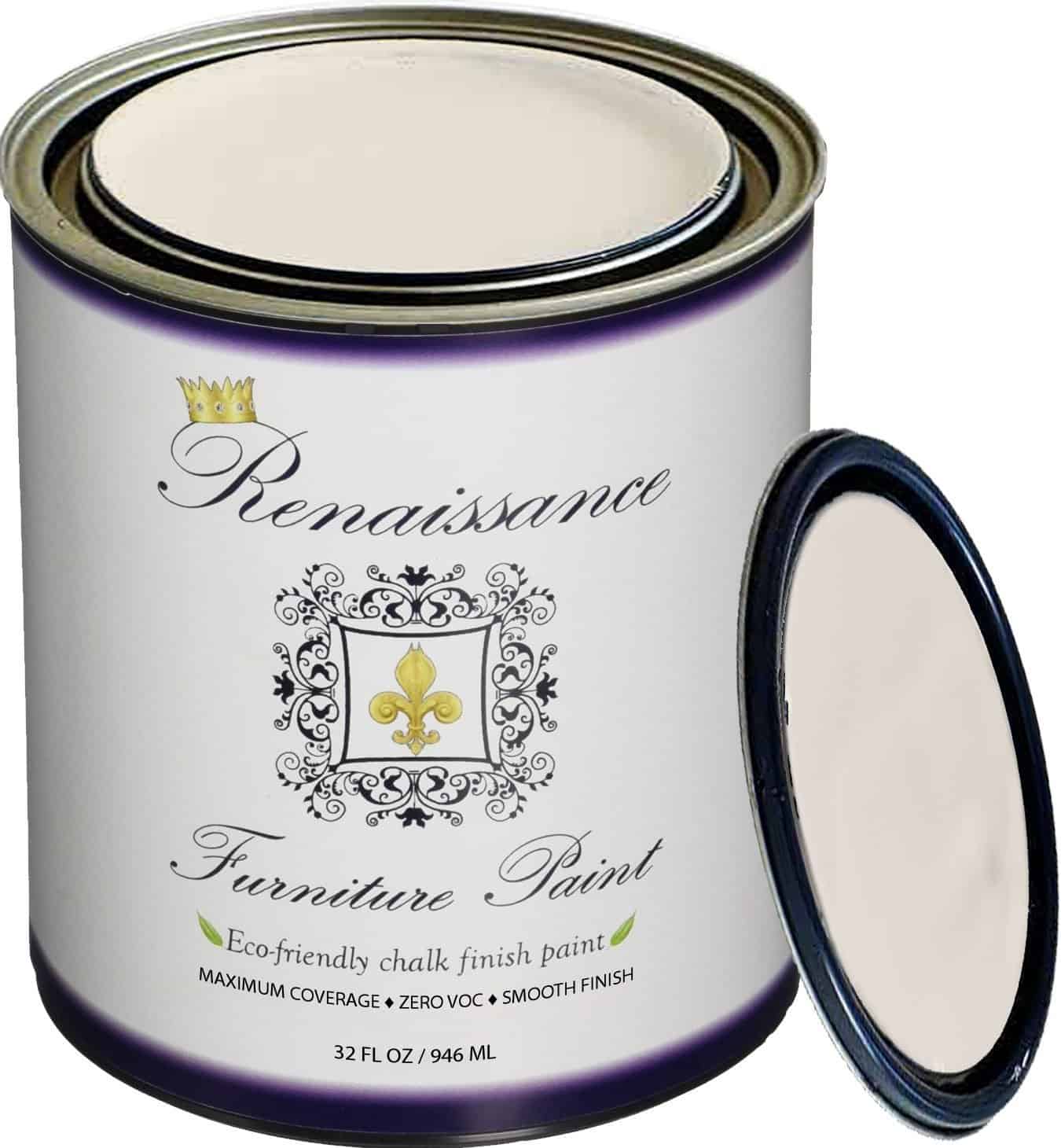 Renaissance Chalk Finish Paint - Chalk Furniture & Cabinet Paint - Non Toxic, Eco-Friendly, Superior Coverage - Ivory Tower (32oz)