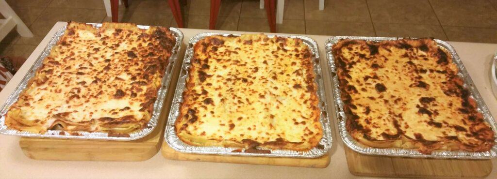 cheap baby shower food ideas - lasagna ready to serve