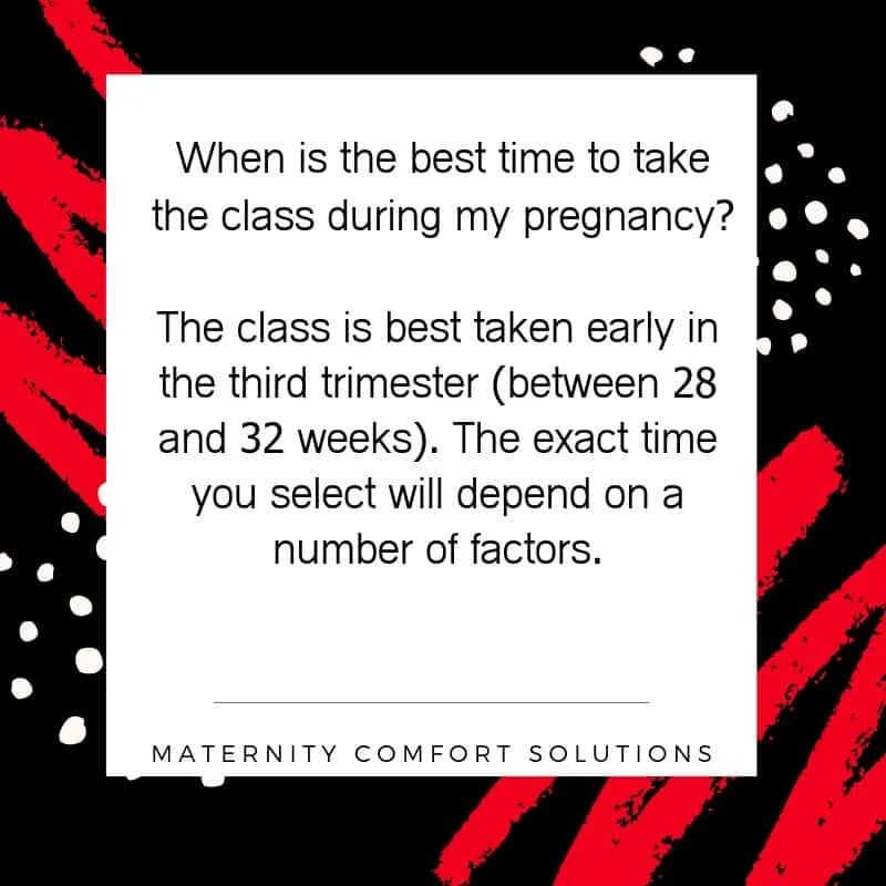Best time to take childbirth class graphic