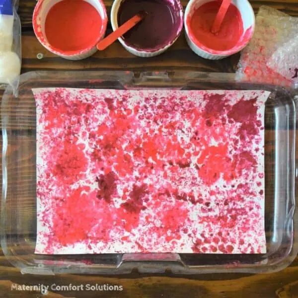 valentine's day bubble wrap stamping for toddlers