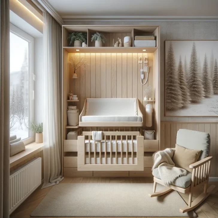 small baby nursery ideas-wall mounted changing table