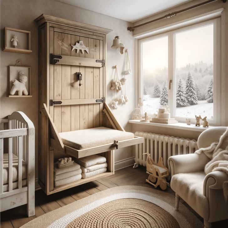 small baby nursery ideas-wall mounted changing table