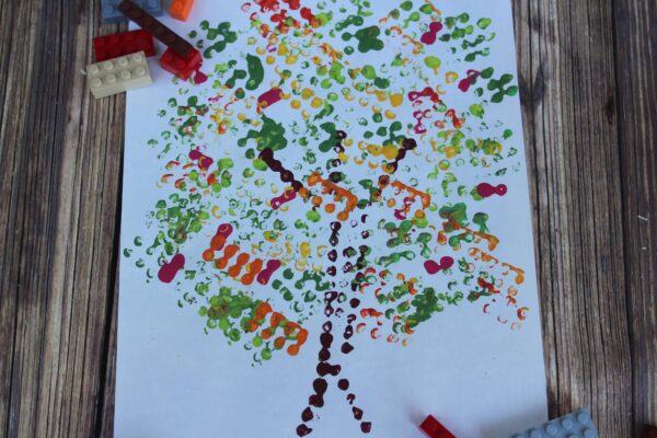 Fall Trees Lego Painting For Toddlers