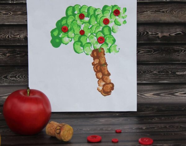 Cork Stamping Apple Trees For Toddlers