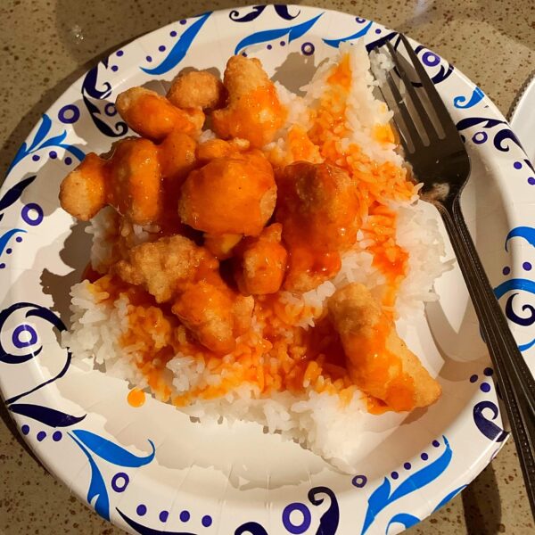 orange chicken and white rice