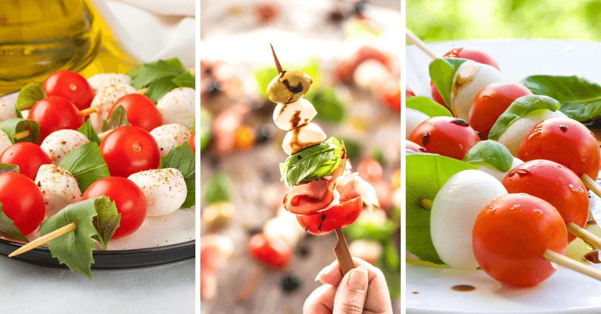 summer baby shower menu ideas caprese skewers