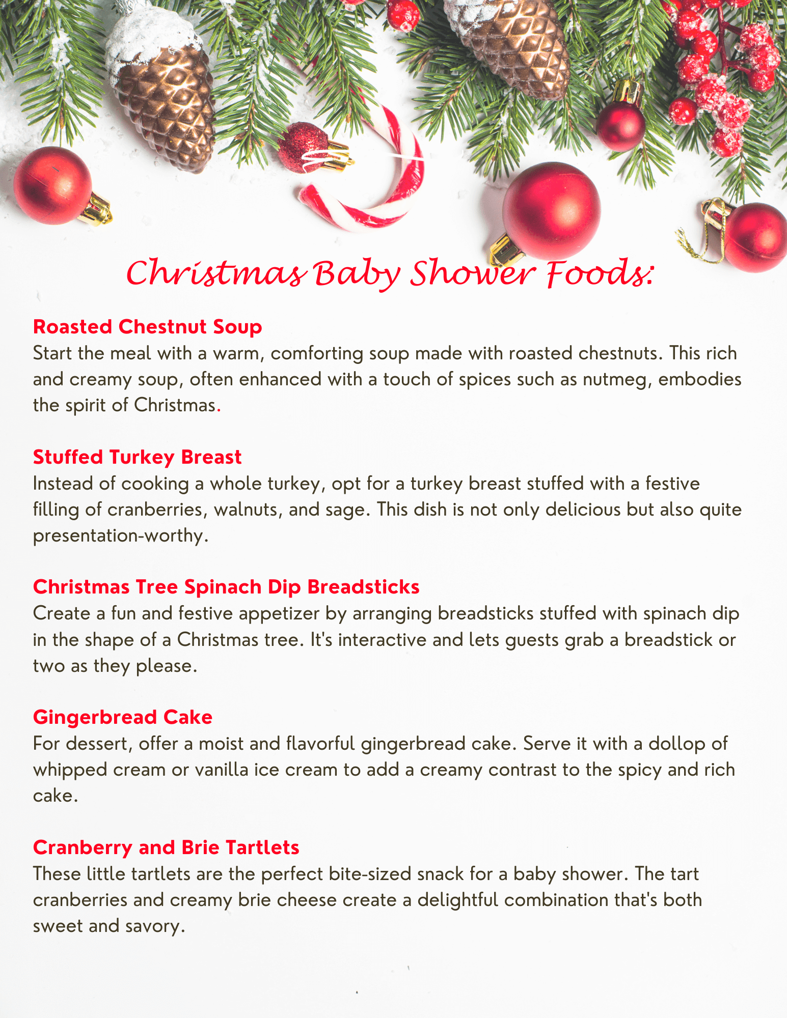 Christmas baby shower foods