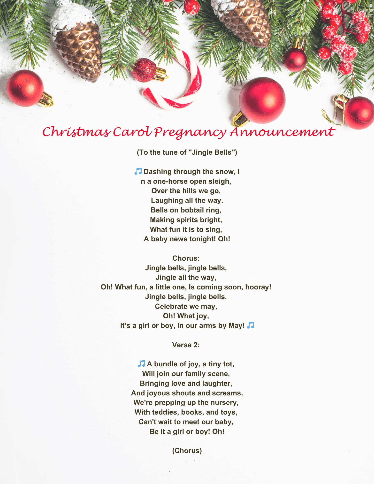 Christmas Carol Pregnancy Announcement