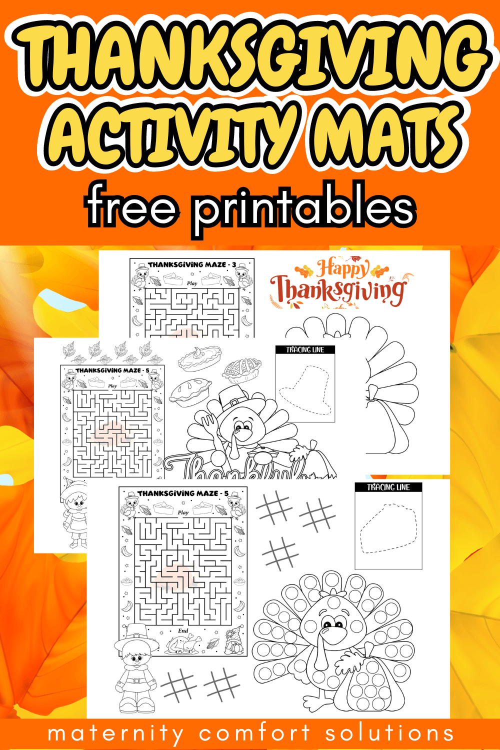 3 Thanksgiving Activity Placemats For Kids