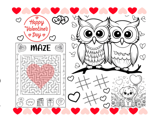 Valentine's Day Activity placemats