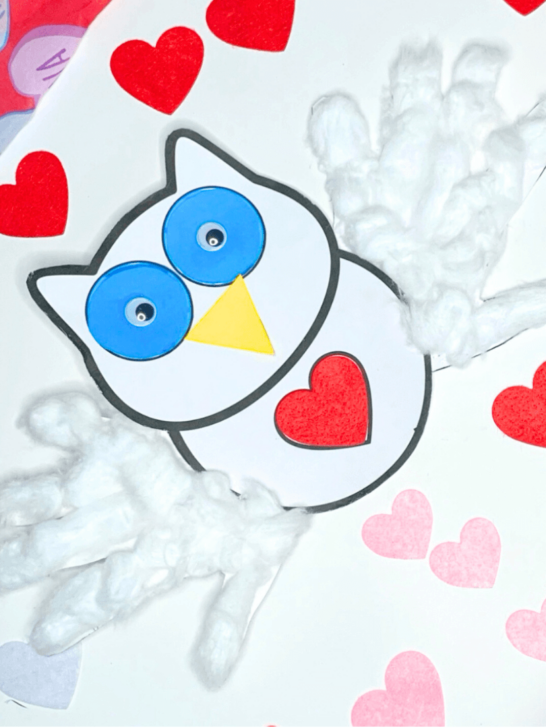 Valentine's Day Snowy Owl Handprint Craft