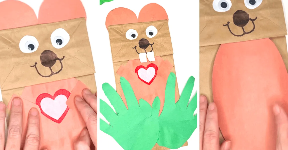 groundhog paper bag puppet