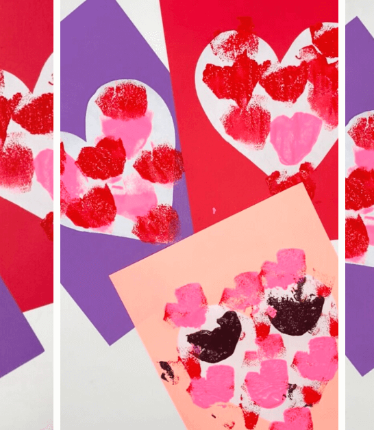 Valentine's Day Heart Sponge Painting