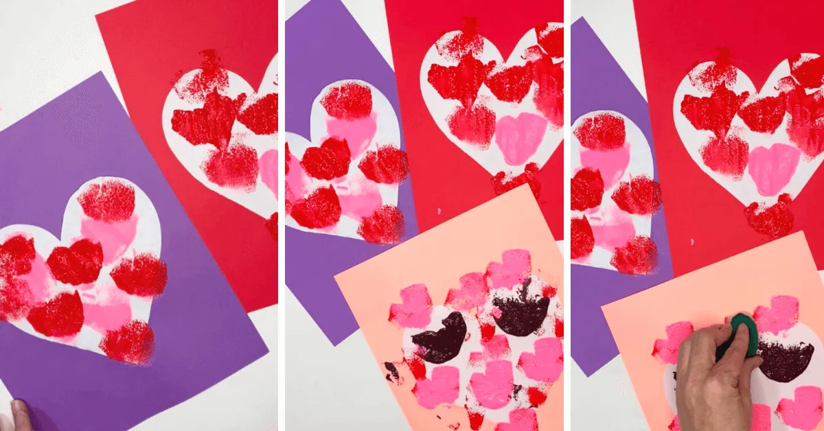 Valentine's Day Heart Sponge Painting